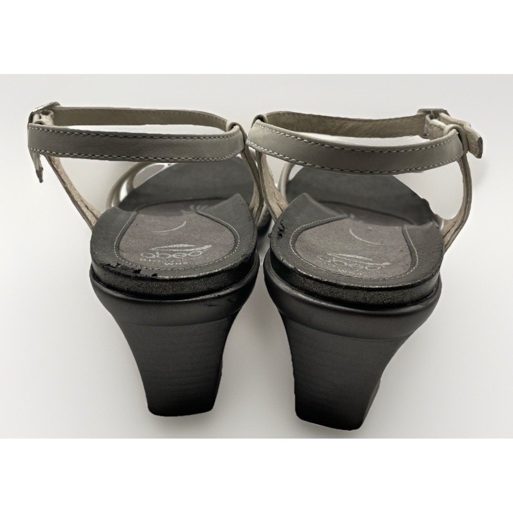 abeo Womens Size 9 Crystal Studded Strappy Sandal Formal Pewter Buckle Cushion - Picture 5 of 11